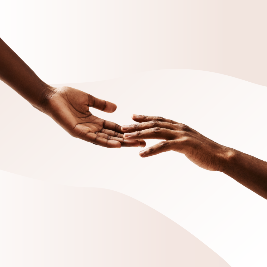 Two hands reaching towards each other.