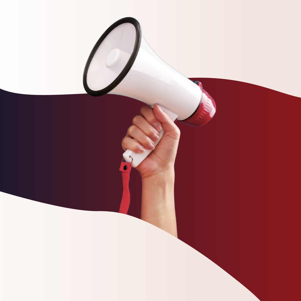 Someone holding up a megaphone