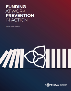 2024-25 PSHSA Annual Report Cover | Funding at Work, Prevention in Action