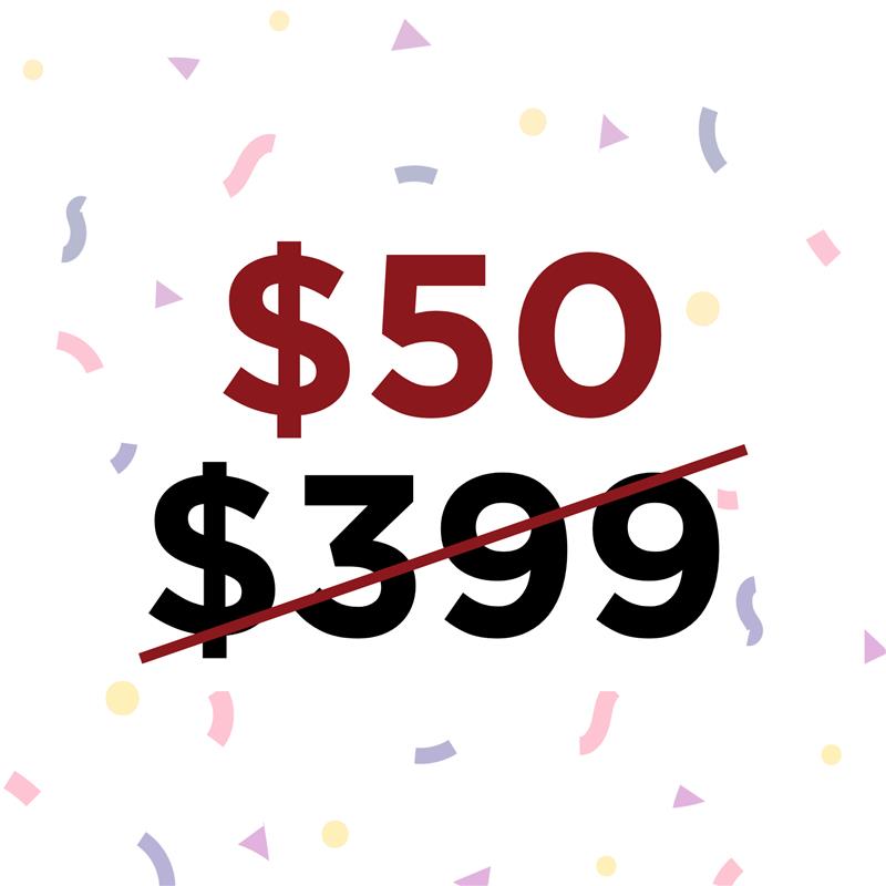 Discounted price: $50. Previous price: $399.