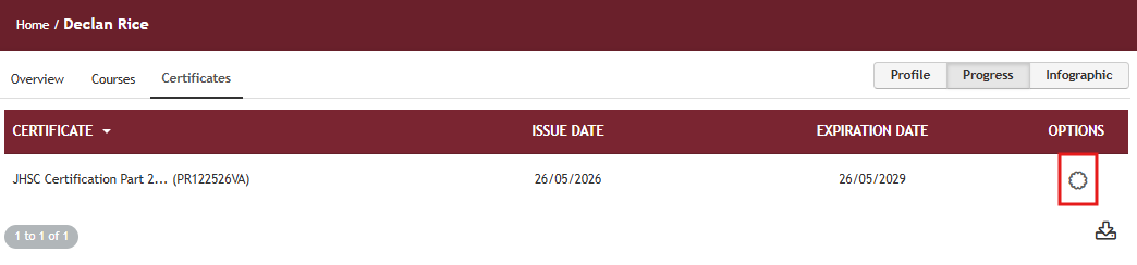 Certificate icon used to download certificate