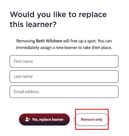 Replace or remove learner prompt