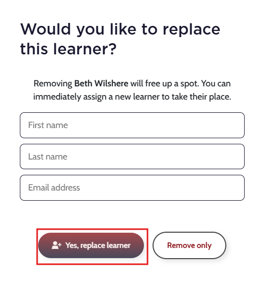 Replace Learner prompt